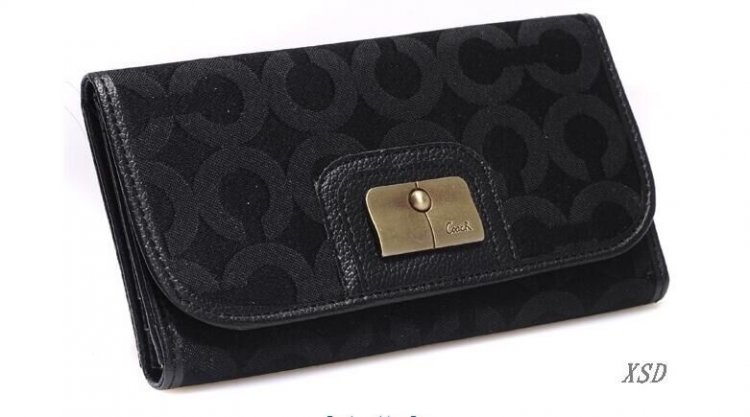 Coach Madison Checkbook Large Black Wallets CHT | Coach Outlet Canada